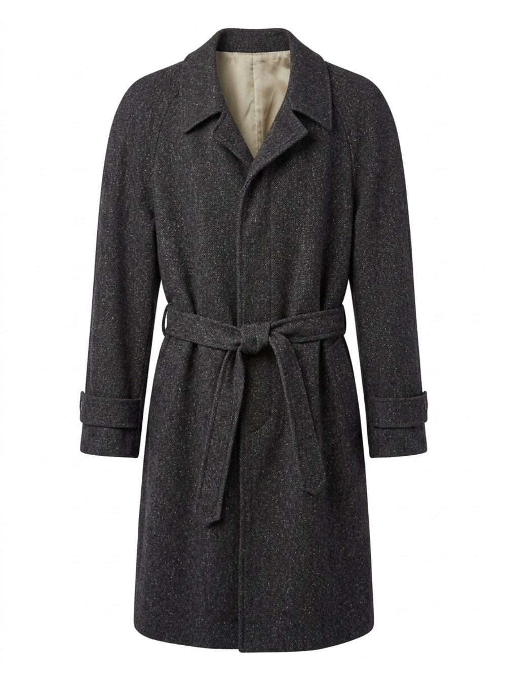 VINTAGE ESPRIT CAMPUS 100% WOOL LONG GREY SMOKING JACKET SZ 42